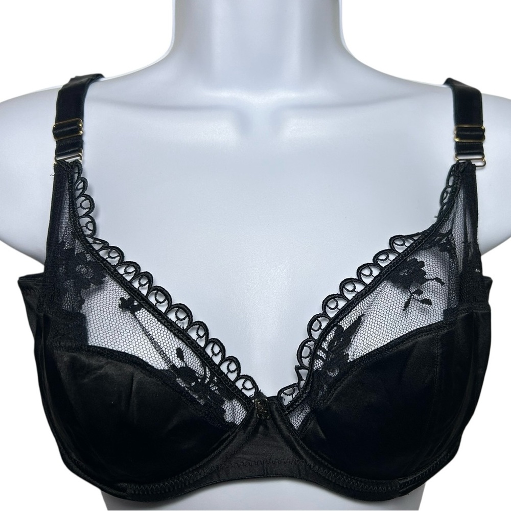 BIBA black fine lingerie underwire bra size 36D NWT
